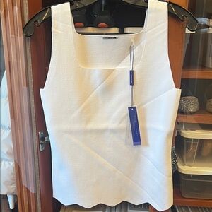 Tahari ASL White Square Neck Sleeveless Camisole